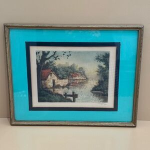 Vintage French Aquatint Etching  "The Cottage"  Signed by Rene Raffray